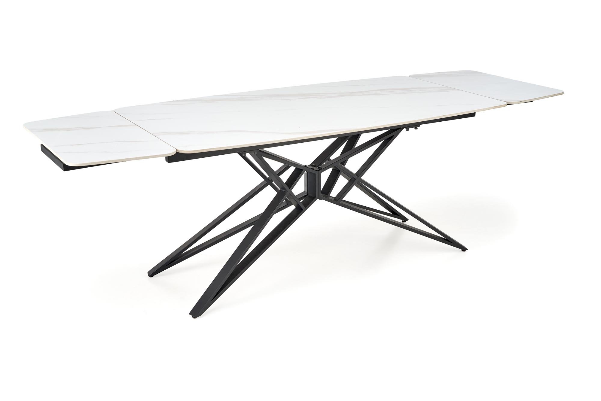 ALFREDO stół rozkładany, biały marmur / czarny