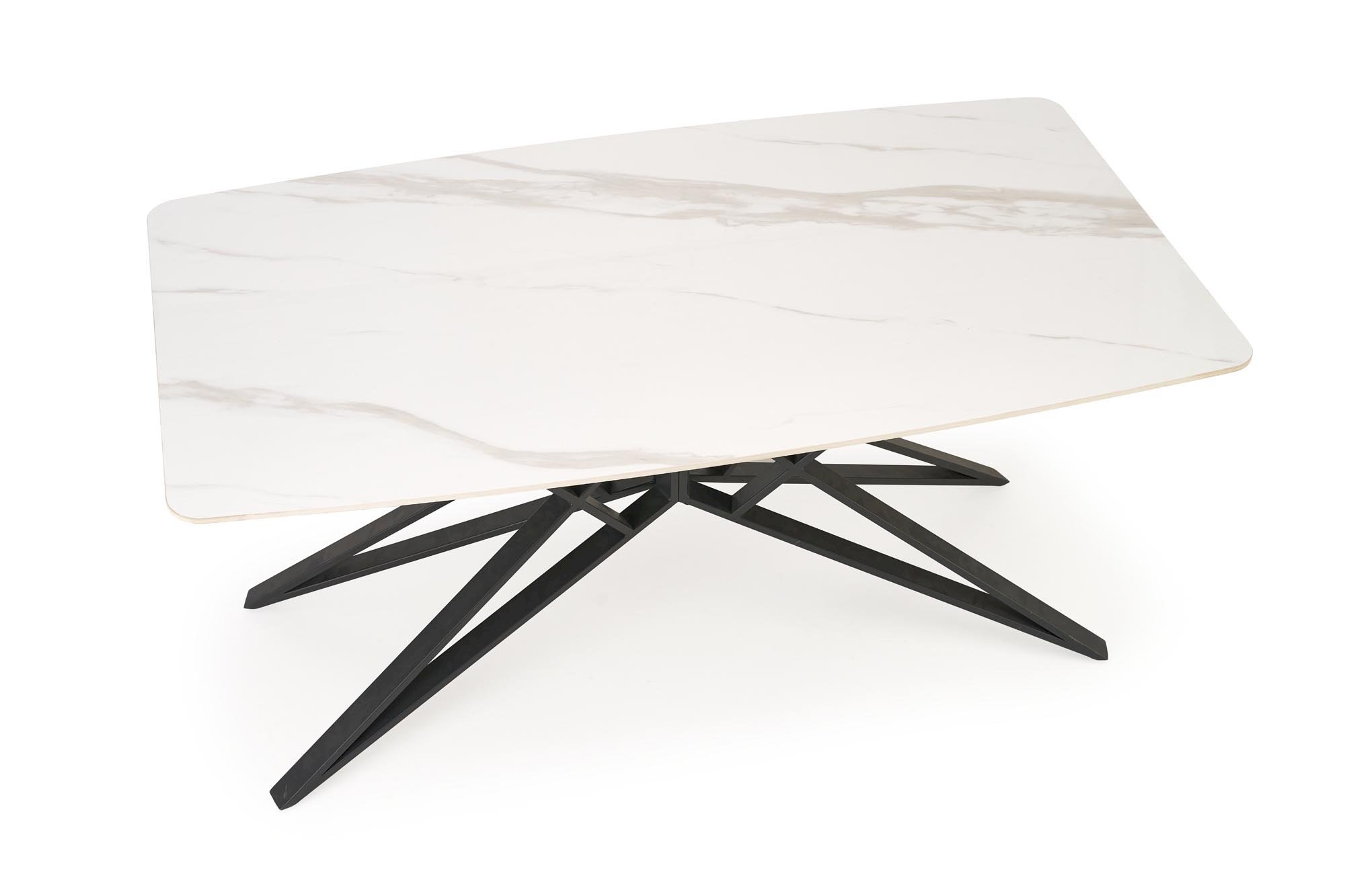 ALFREDO stół rozkładany, biały marmur / czarny
