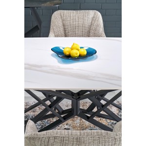 ALFREDO stół rozkładany, biały marmur / czarny