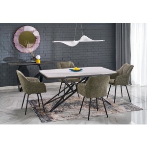 ALFREDO stół rozkładany, biały marmur / czarny