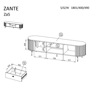 SZAFKA RTV ZANTE ZA5 (CZARNY MAT)