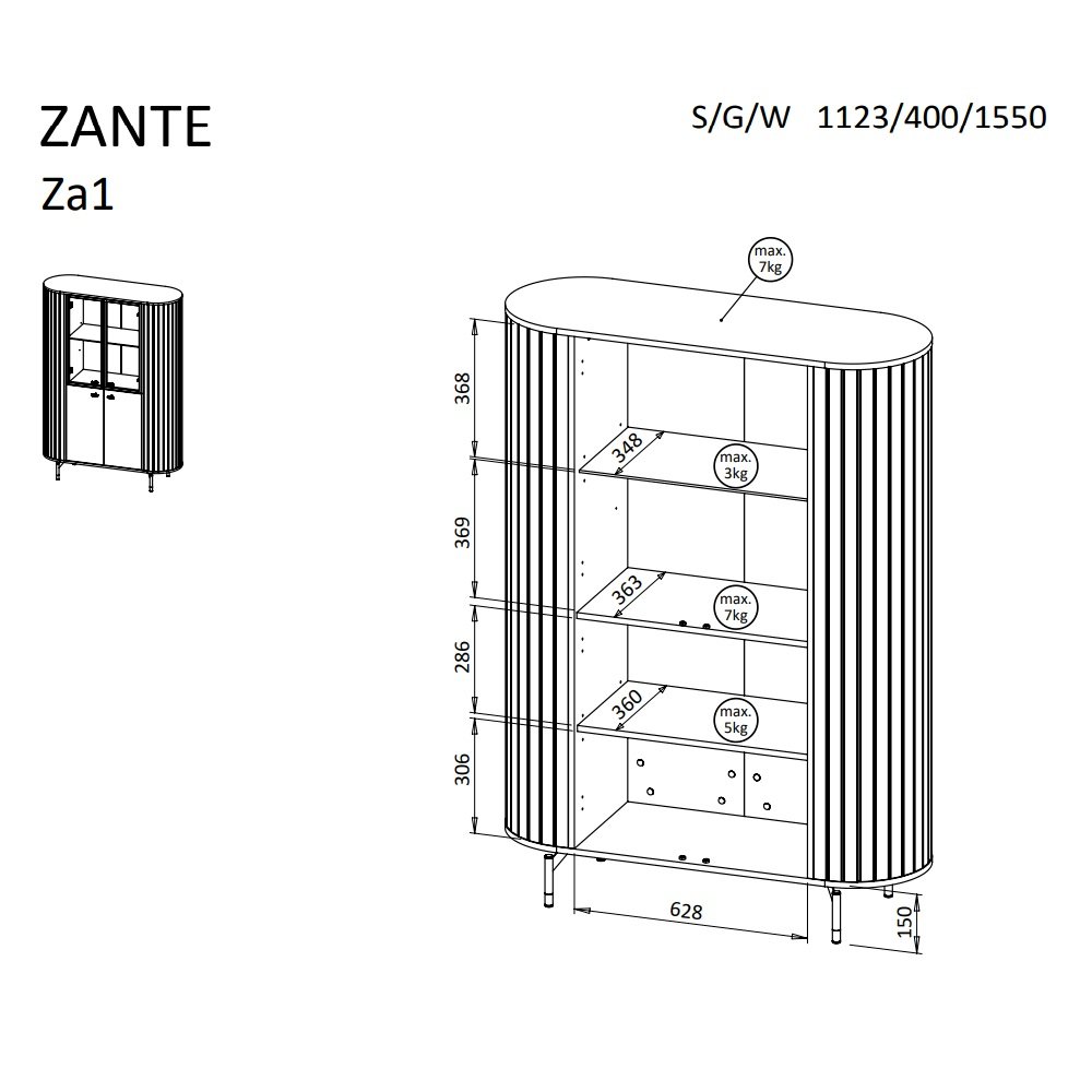 DUŻA WITRYNA ZANTE ZA1 (CASHMERE)