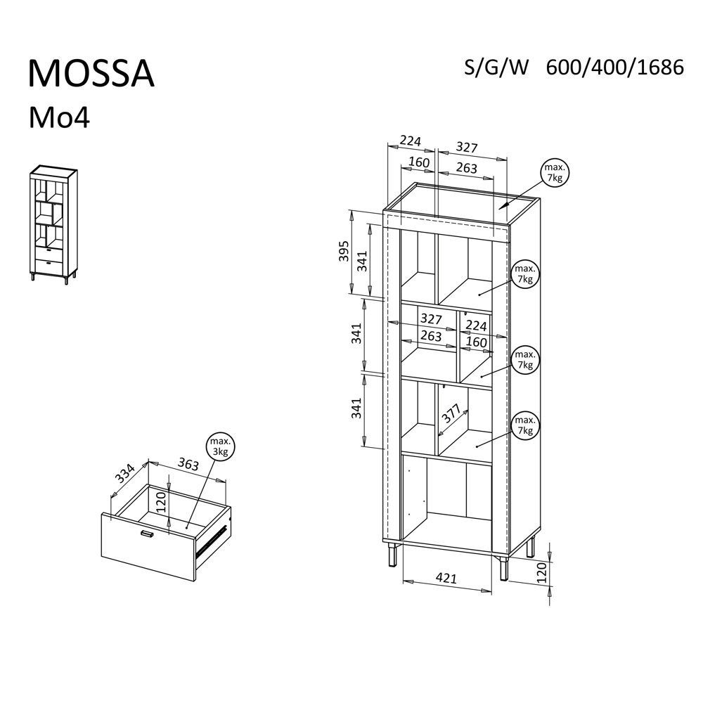 REGAŁ NISKI MOSSA MO4 (CASHMERE)