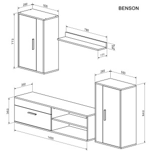 BENSON zestaw, kolor: dąb artisan - kaszmir