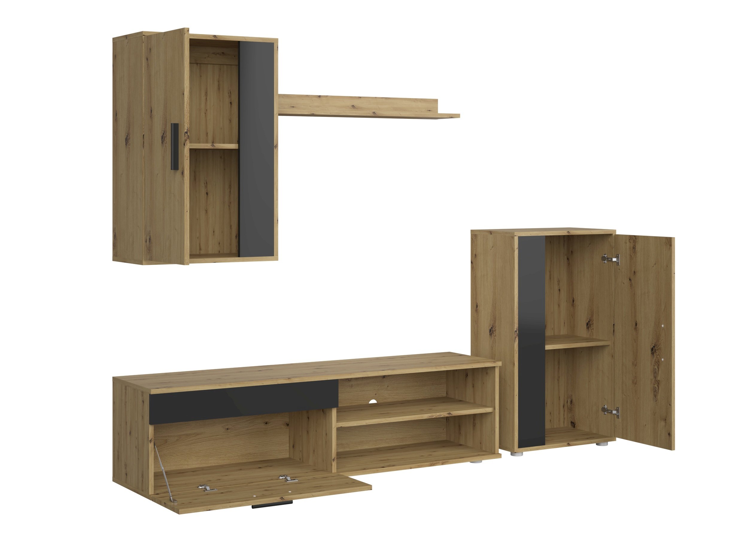 BENSON zestaw, kolor: dąb artisan - czarny