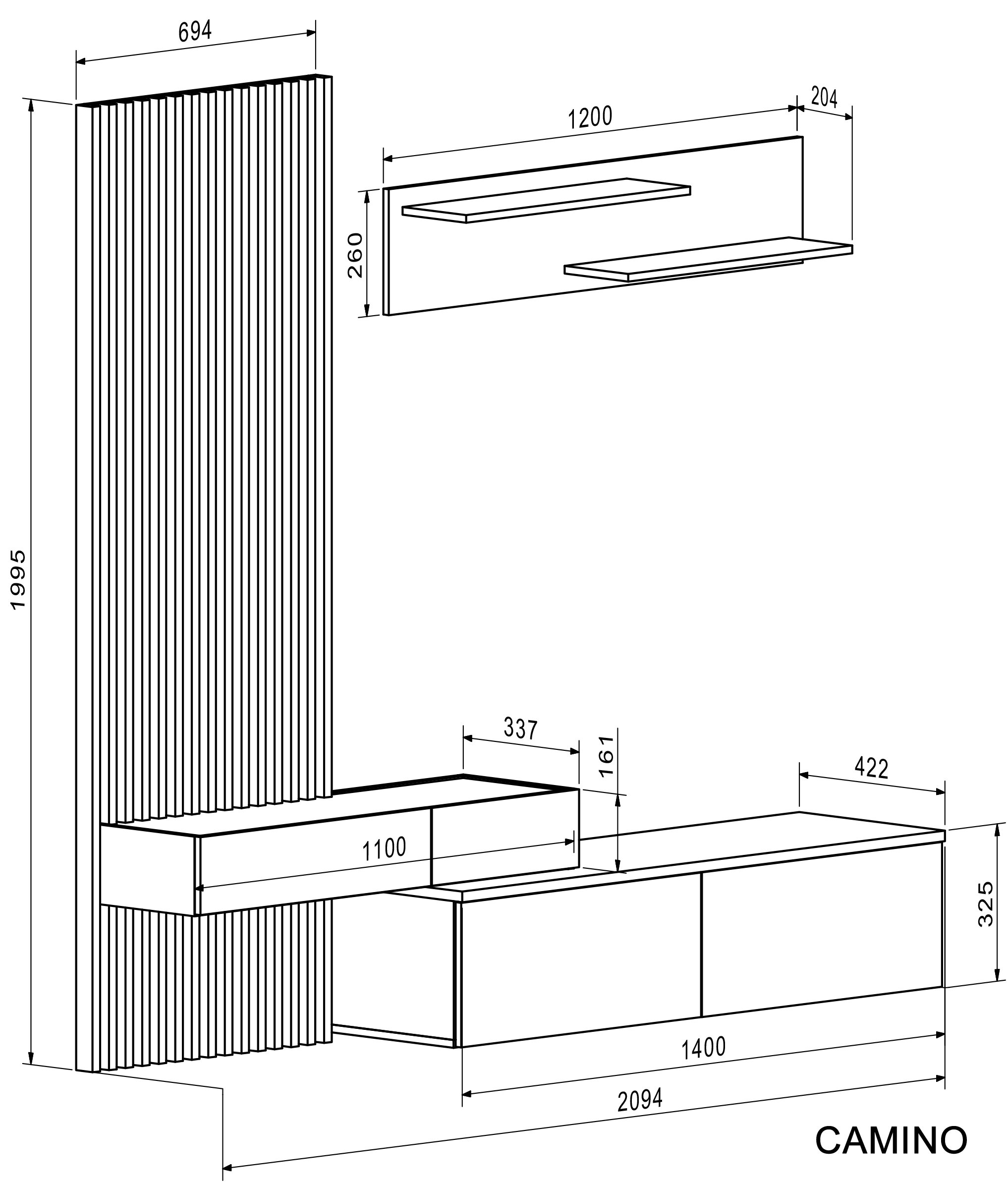 CAMINO zestaw, kolor: dąb artisan - kaszmir