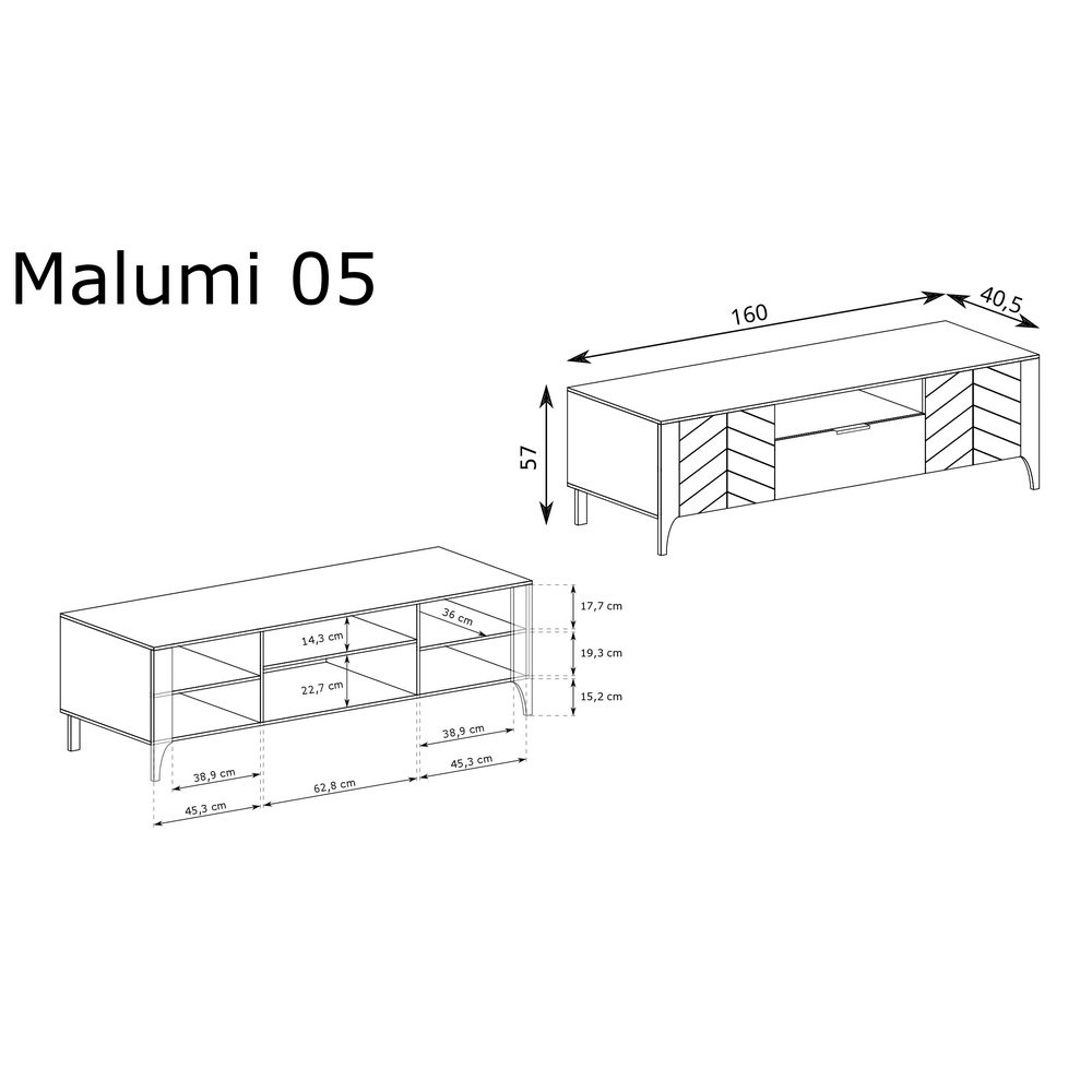 Szafka RTV 2D1S Malumi MM-5 (kaszmir)