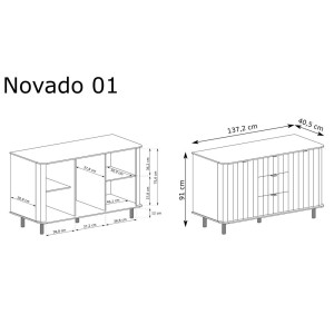 Komoda 2D3S Novado NO-1 (biel alpejska)