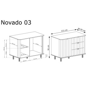 Komoda 1D3S Novado NO-3 (biel alpejska)