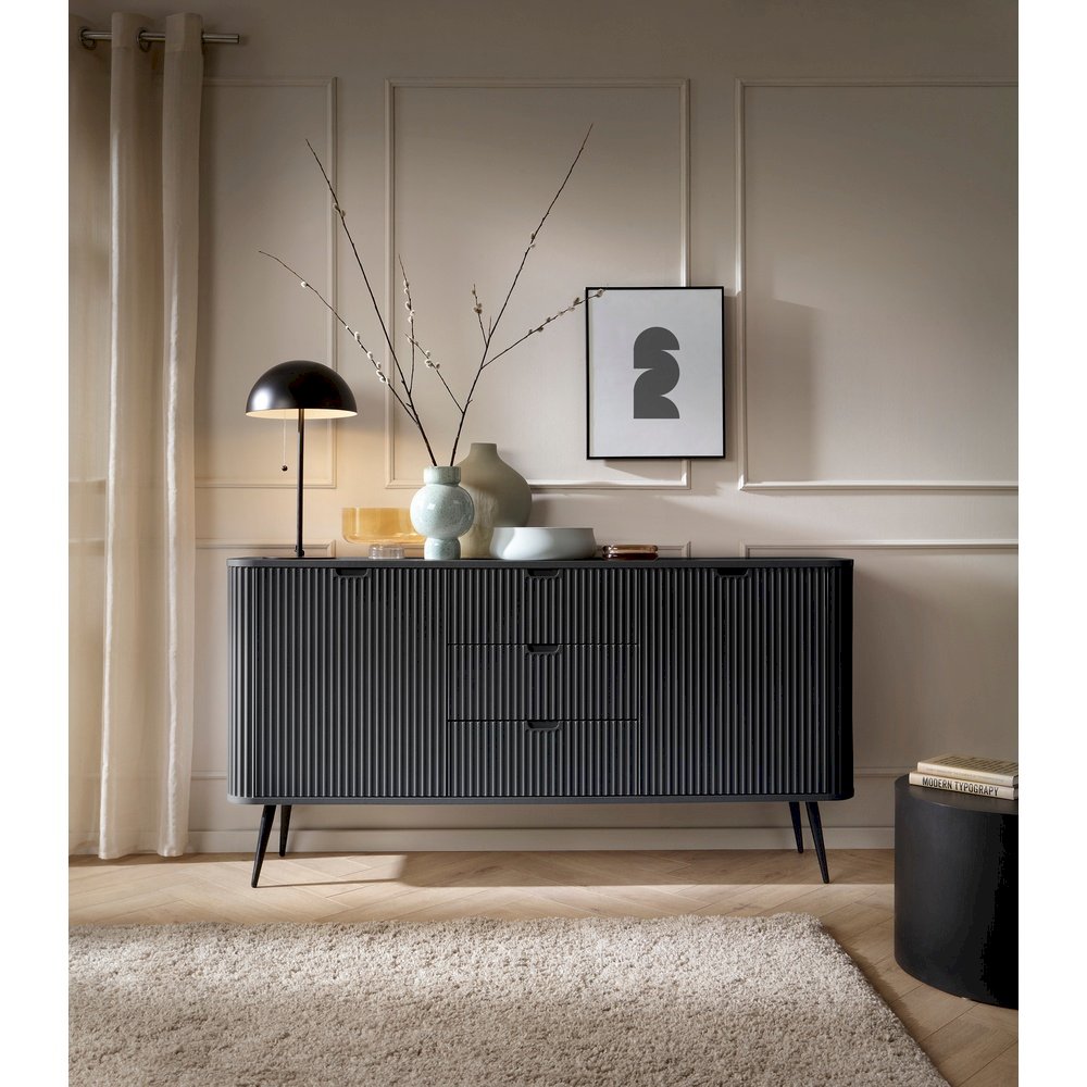 Komoda K168 ZOVA (czarna z czarnymi nóżkami)