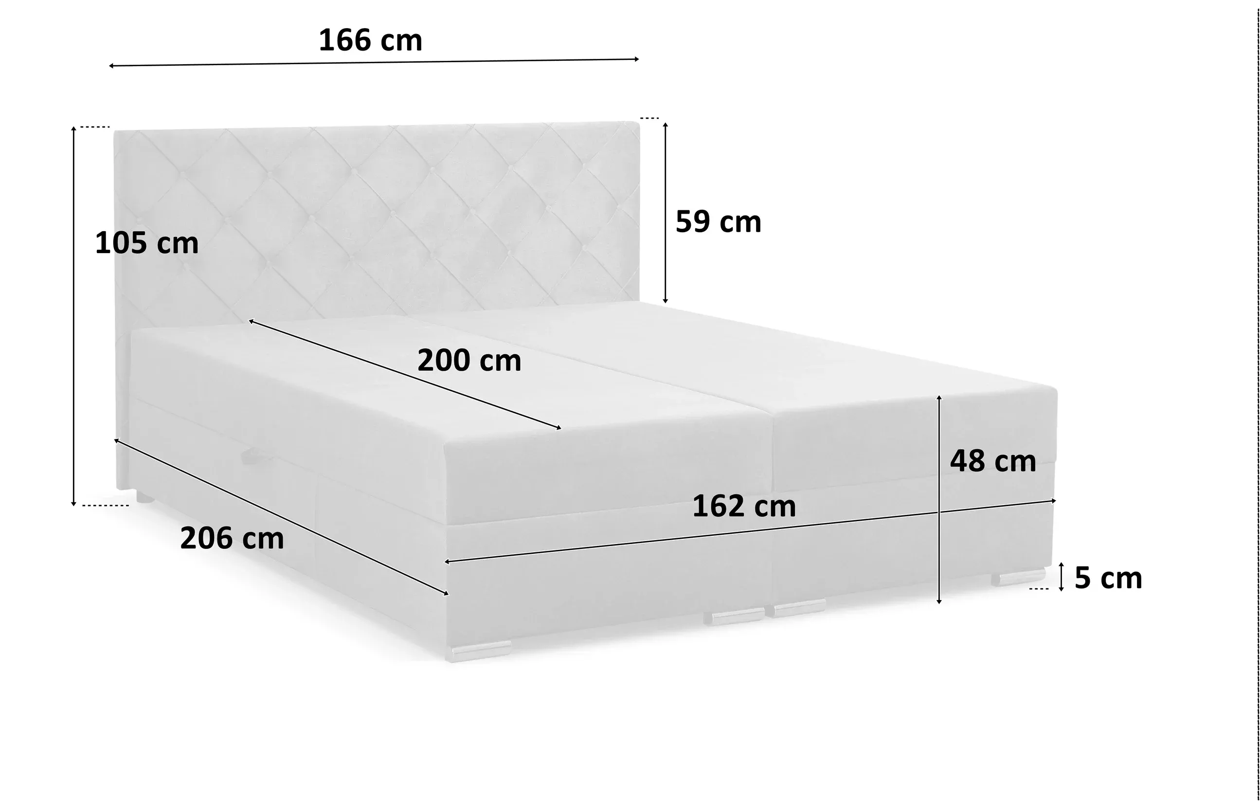 Łóżko Kontynentalne Malaga 160x200