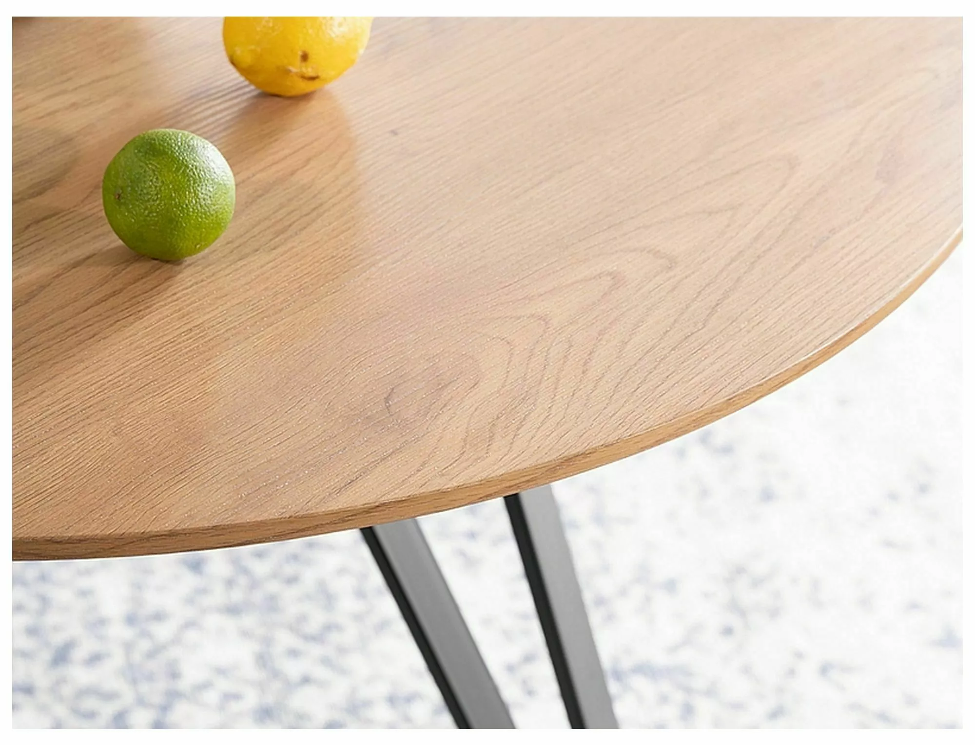 Stół tetis dąb/czarny stelaż fi 100