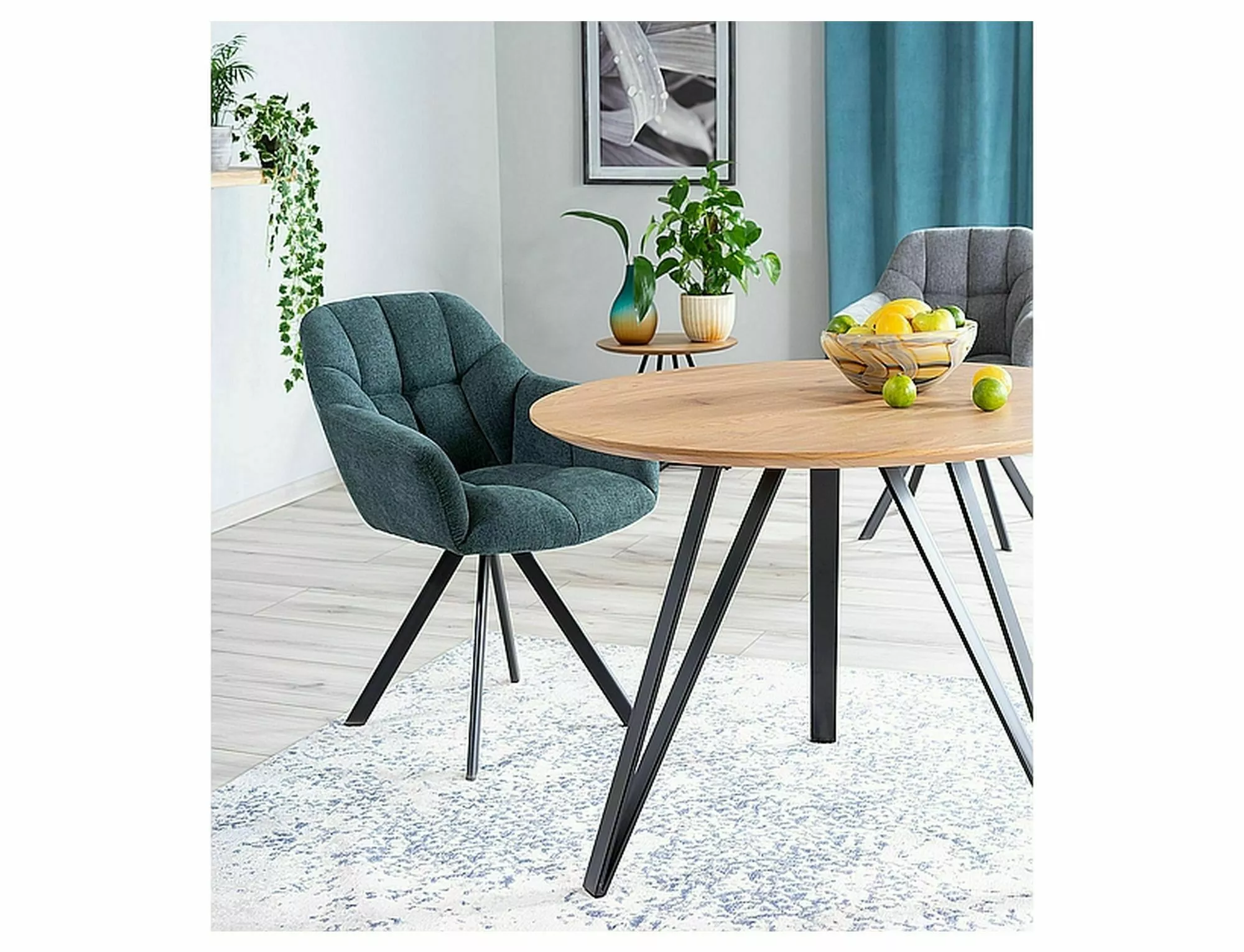 Stół tetis dąb/czarny stelaż fi 100