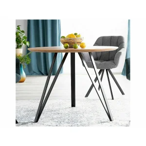 Stół tetis dąb/czarny stelaż fi 100