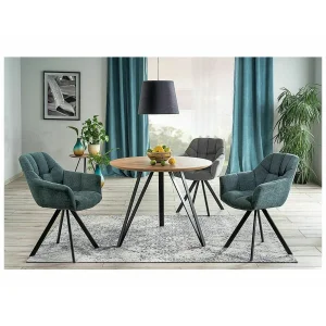 Stół tetis dąb/czarny stelaż fi 100