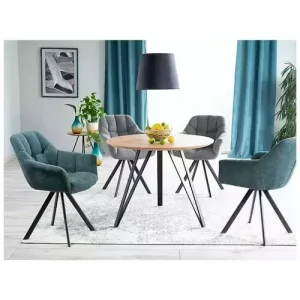 Stół tetis dąb/czarny stelaż fi 100