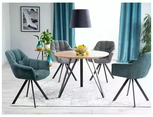 Stół tetis dąb/czarny stelaż fi 100