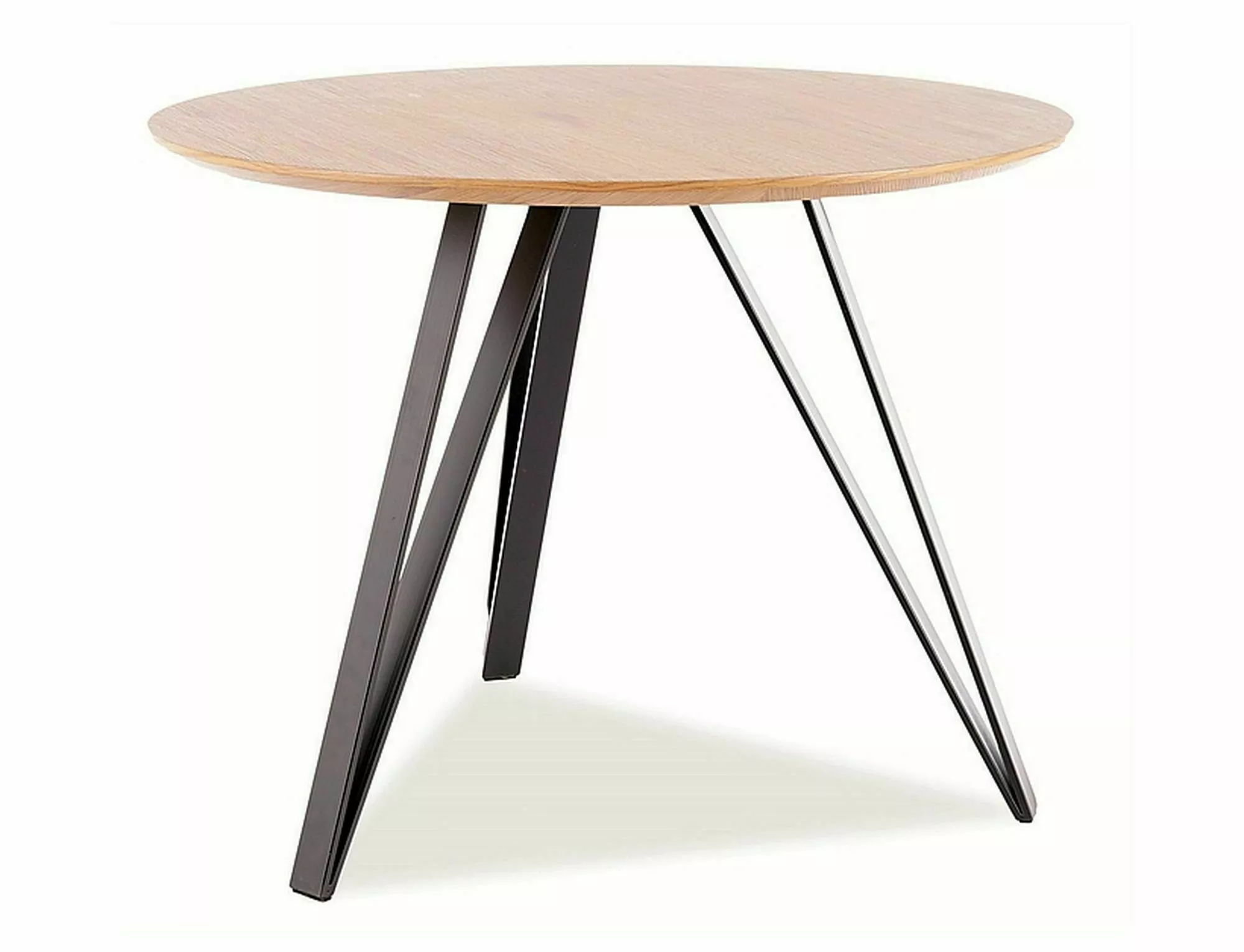 Stół tetis dąb/czarny stelaż fi 100