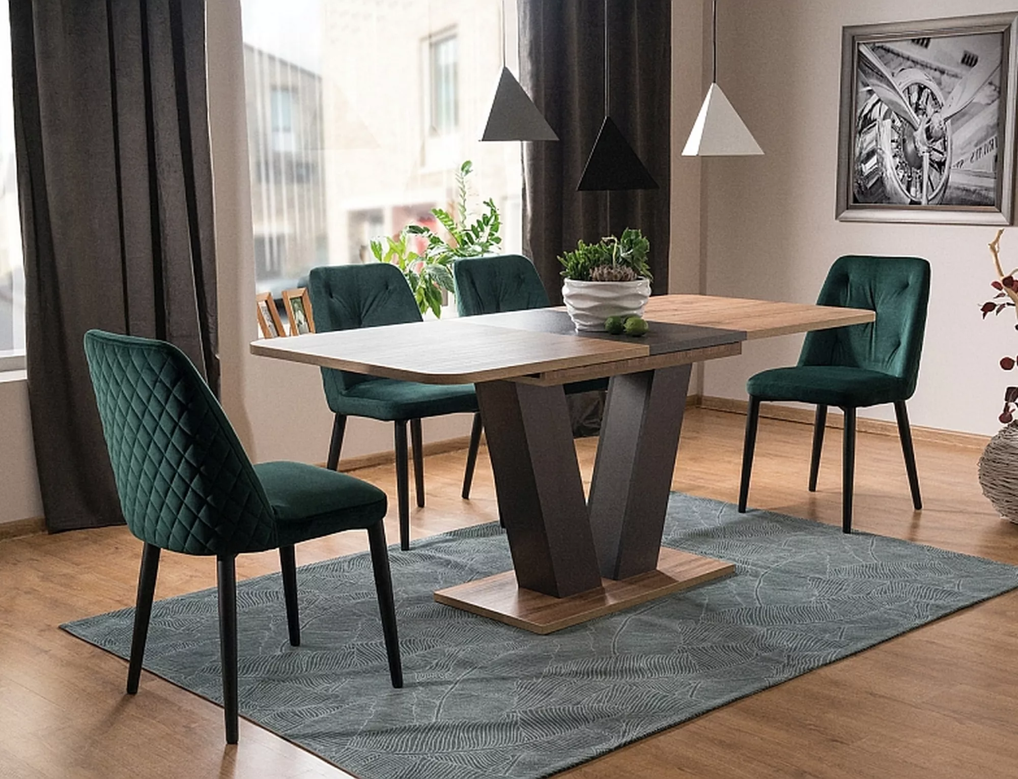 Stół platon dąb wotan / brąz 136(176)x80 in