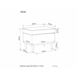 Podnóżek ron velvet czarny bluvel 19 / wenge (p)