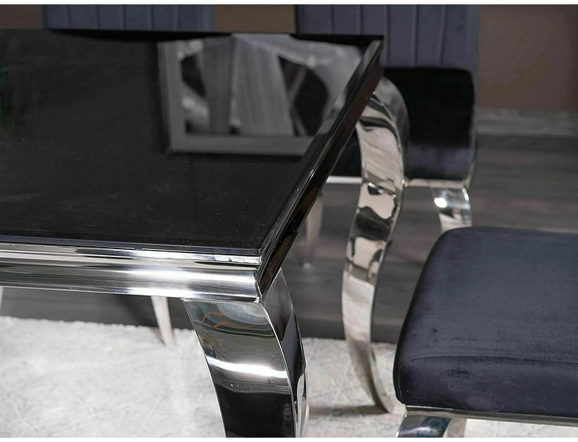 Stół prince czarny/chrom 150x90