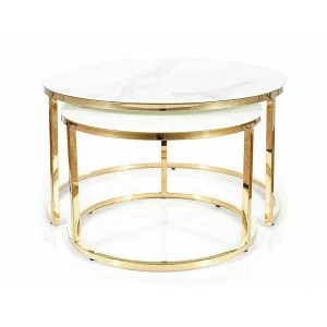 ława muse biały efekt marmuru/złoty (zestaw)