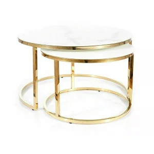 ława muse biały efekt marmuru/złoty (zestaw)