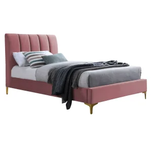 łóżko mirage velvet 90x200 kolor antyczny róż/złoty tap. 185