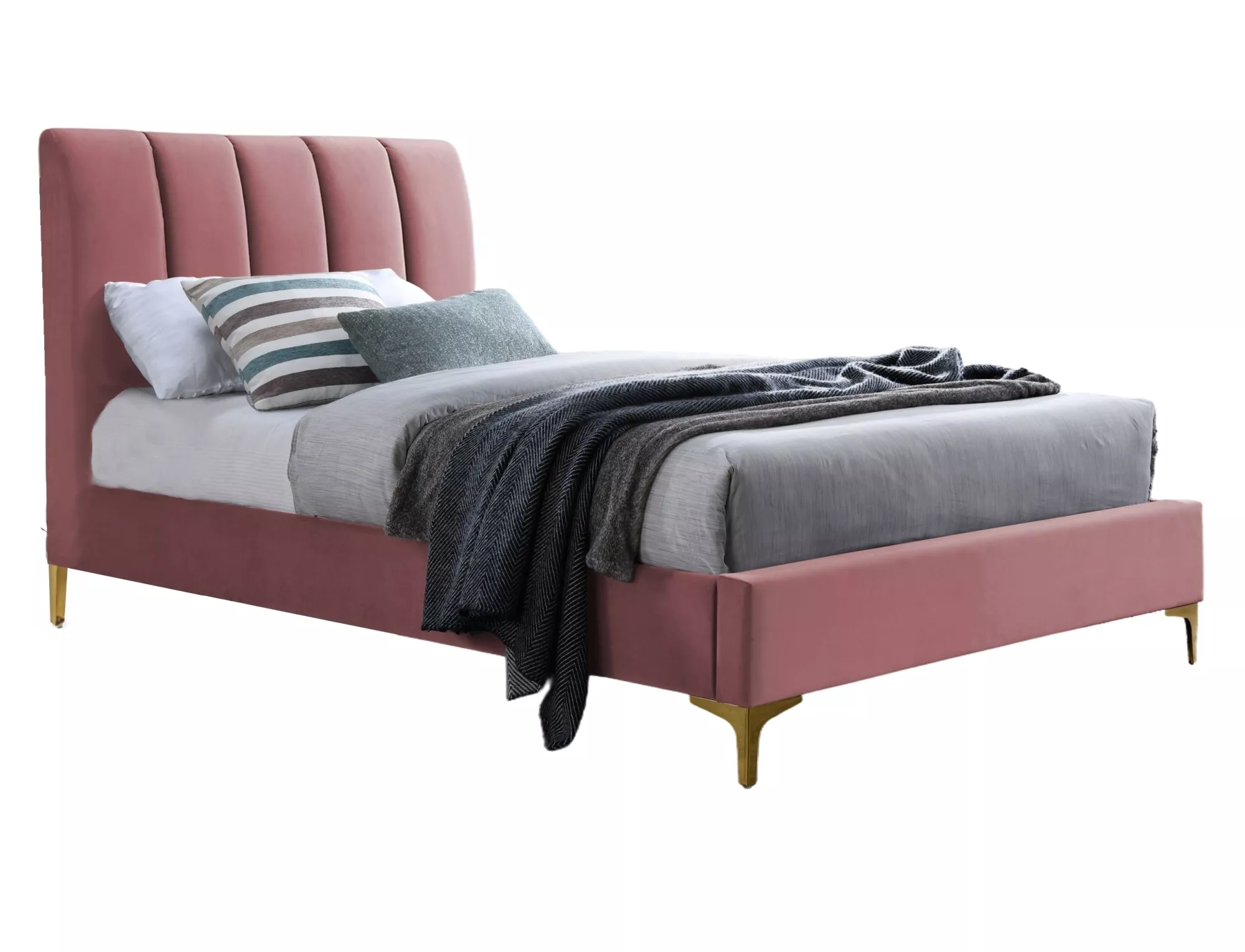 łóżko mirage velvet 90x200 kolor antyczny róż/złoty tap. 185