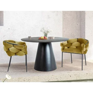 Stół angel szary efekt marmuru/czarny mat fi120