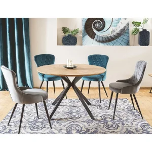 Stół aster dąb/czarny stelaż fi 120