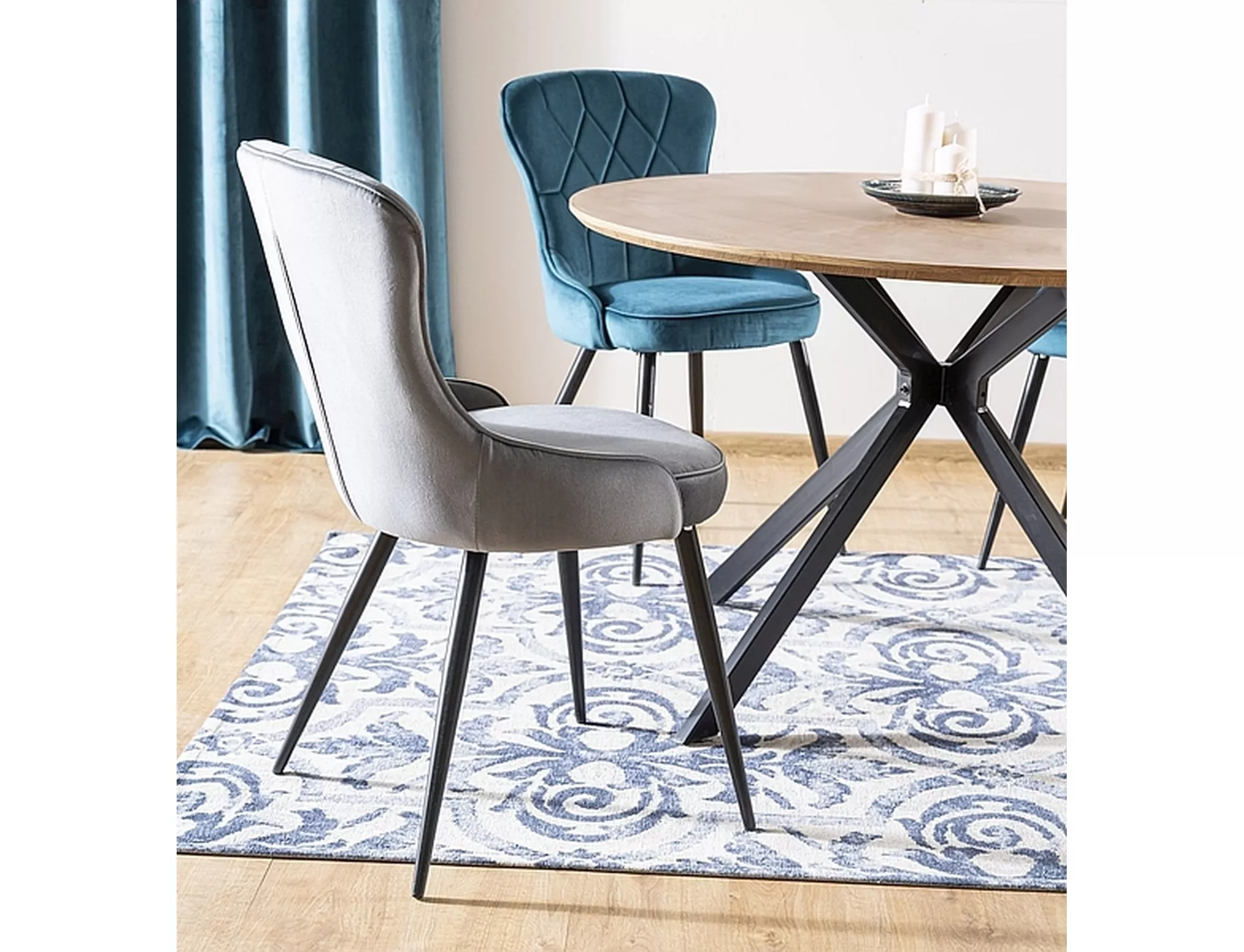 Stół aster dąb/czarny stelaż fi 120