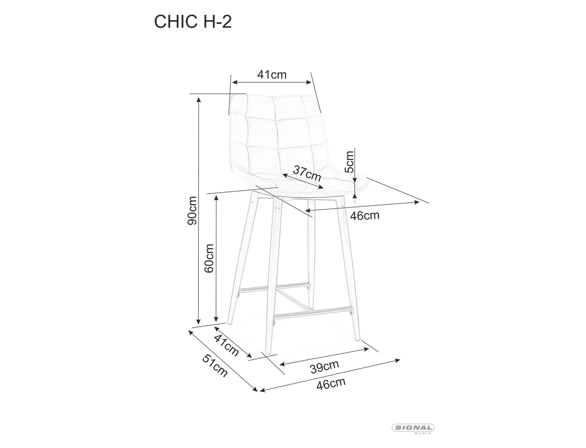 Półhoker chic h-2 velvet czarny stelaż / beż bluvel 28
