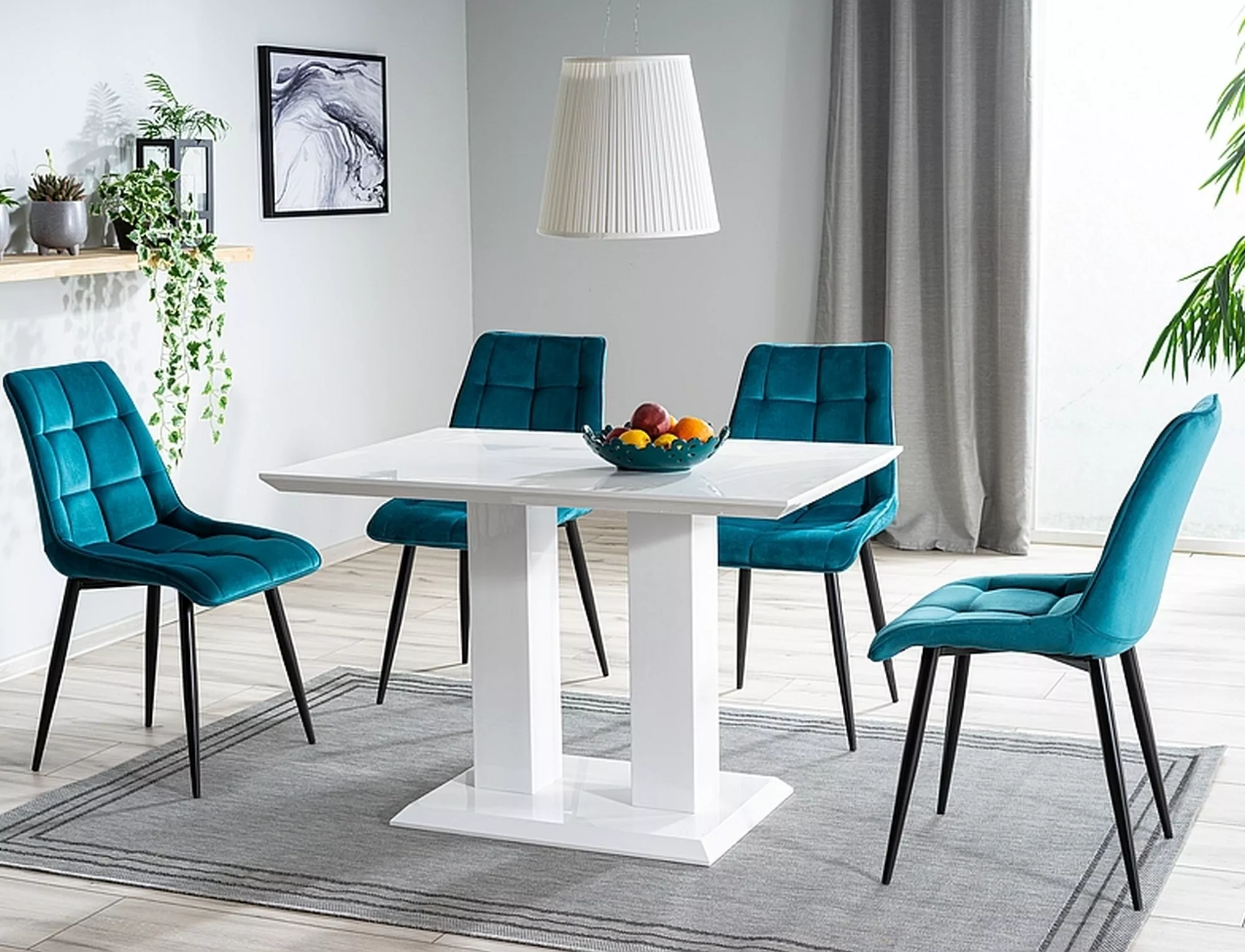 Krzesło chic velvet czarny stelaż / turkus bluvel 85