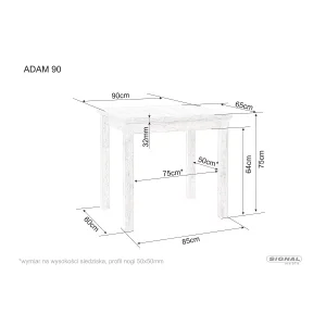 Stół adam dąb artisan / czarny 90x65