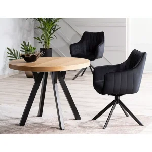 Stół domingo okleina naturalna dąb/czarny fi 100 (100-250)