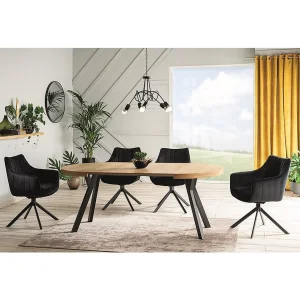 Stół domingo okleina naturalna dąb/czarny fi 100 (100-250)