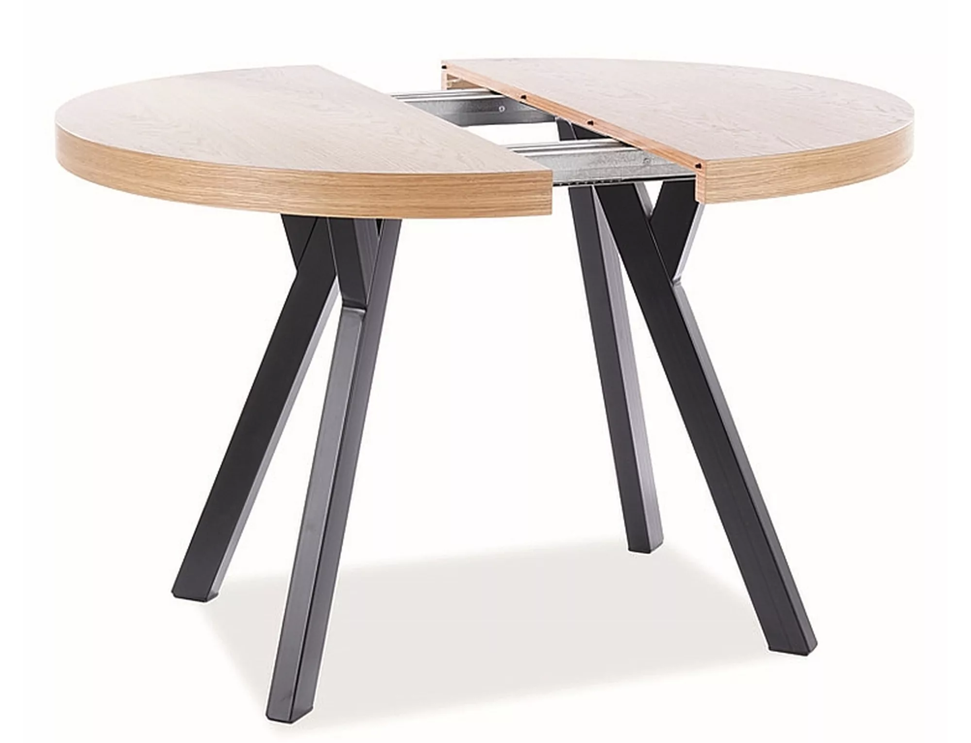 Stół domingo okleina naturalna dąb/czarny fi 100 (100-250)