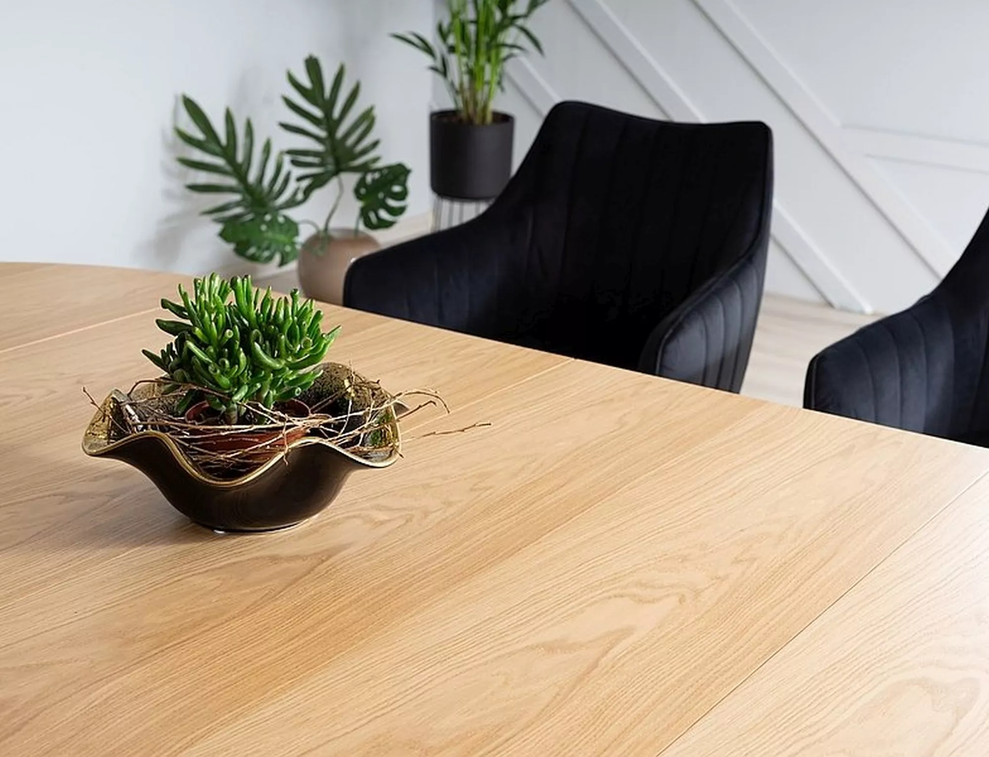 Stół domingo okleina naturalna dąb/czarny fi 100 (100-250)