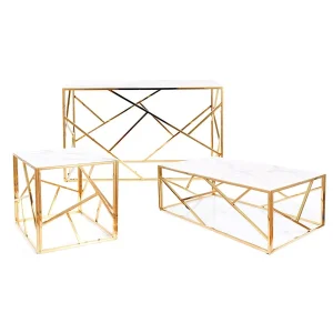 ława escada a ii biały efekt marmuru/złoty 120x60