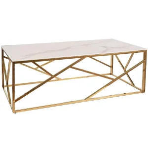 ława escada a ii biały efekt marmuru/złoty 120x60