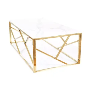 ława escada a ii biały efekt marmuru/złoty 120x60