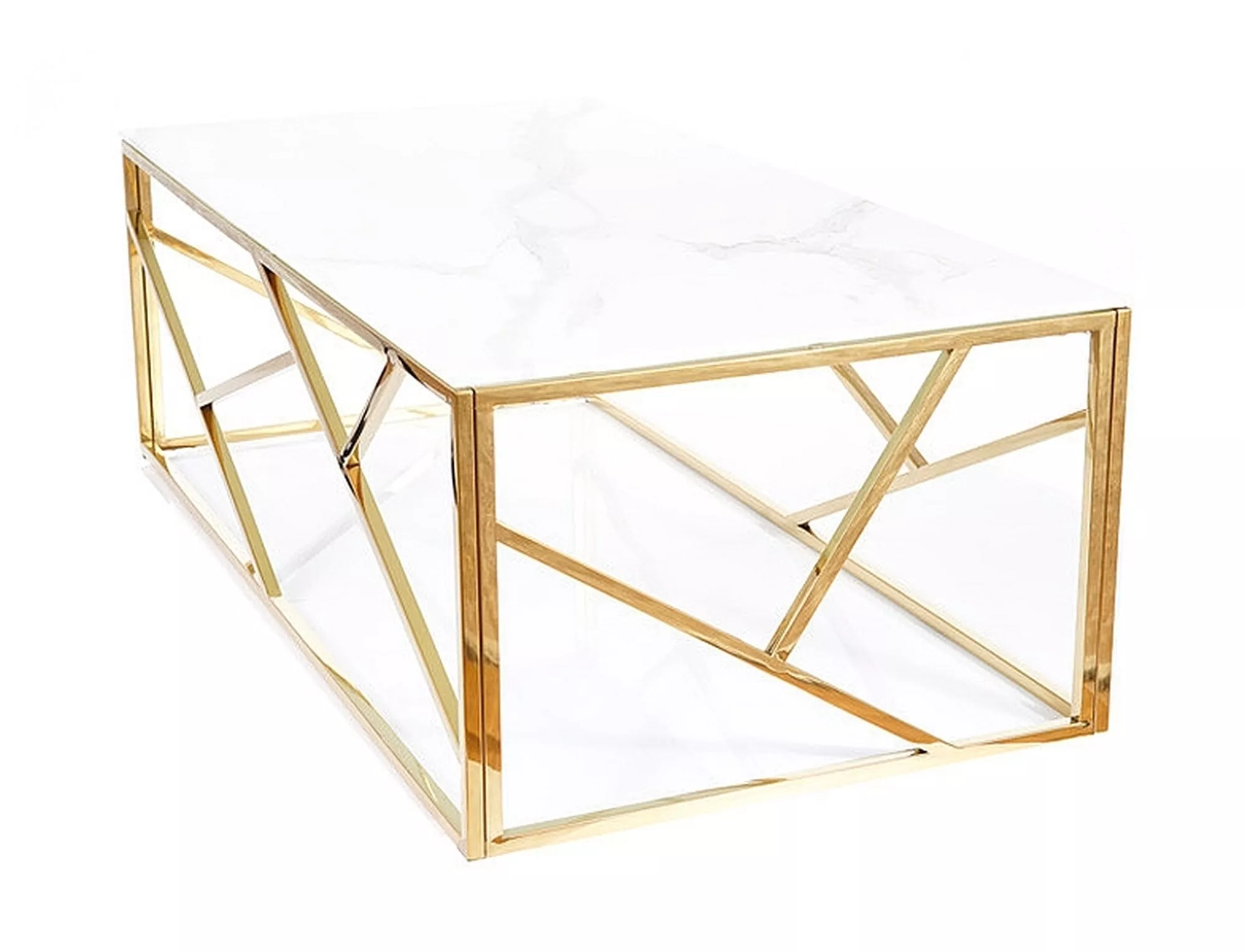 ława escada a ii biały efekt marmuru/złoty 120x60