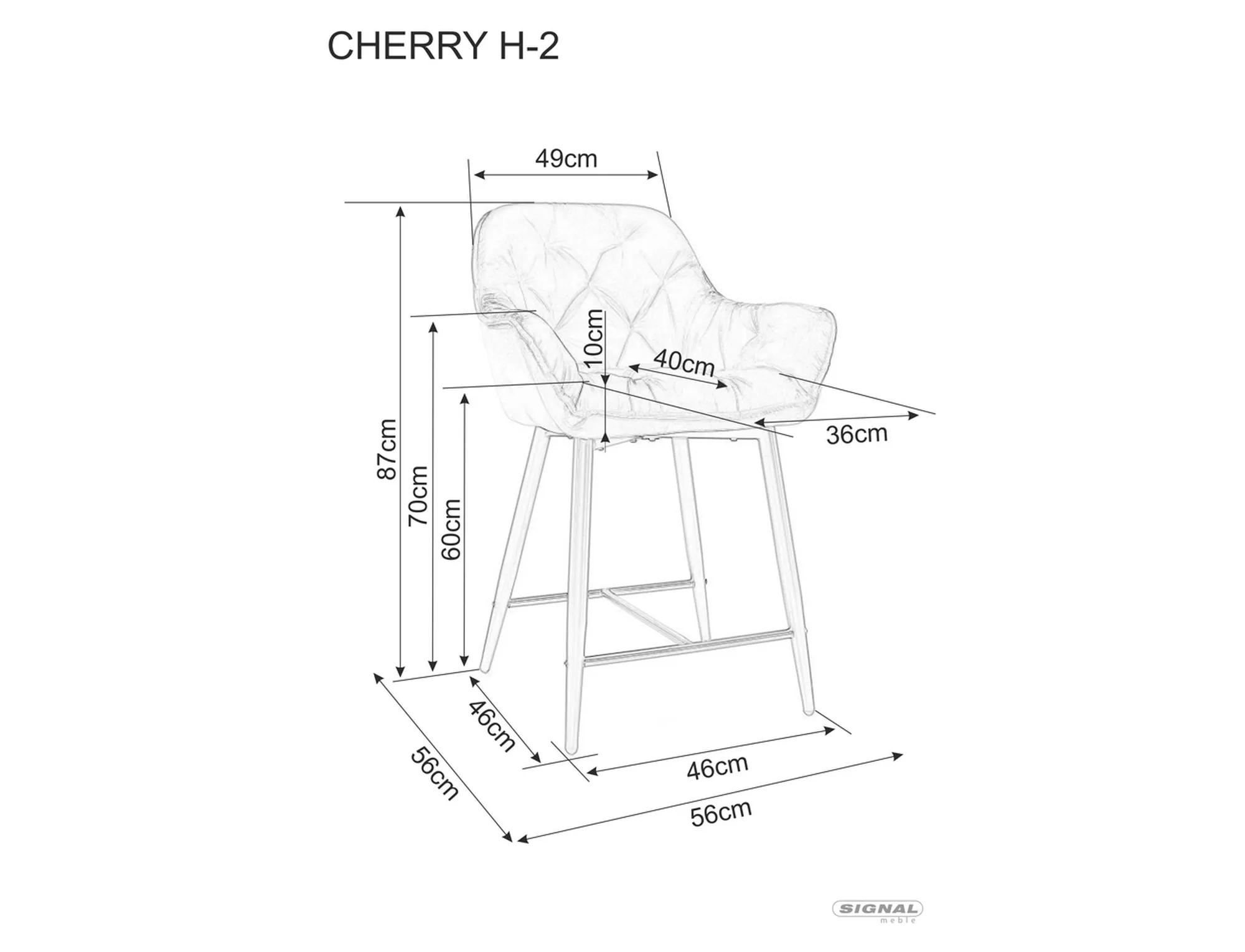 Hoker cherry h-2 velvet czarny stelaż/czarny bluvel 19