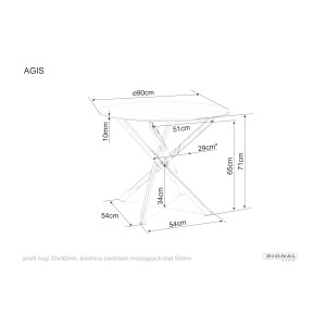 Stół agis transparentny/złoty fi 90
