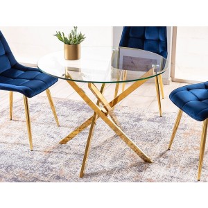 Stół agis transparentny/złoty fi 90