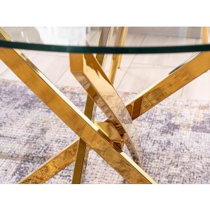 Stół agis transparentny/złoty fi 90