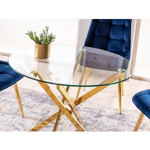 Stół agis transparentny/złoty fi 90