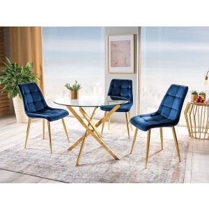 Stół agis transparentny/złoty fi 90