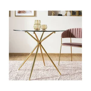 Stół azalia transp./ złoty stelaż fi 80